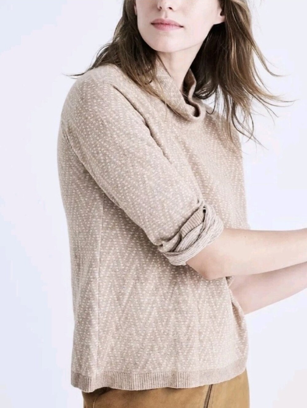 Madewell Cinematheque Mock Cowl Neck Wool Alpaca Blend Chevron Knit Sweater XS